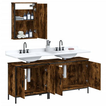 vidaXL Ensemble de meubles de salle de bain 3 pièces en bois d'ingénierie chêne fumé