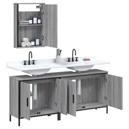 vidaXL Ensemble de meubles de salle de bain 3 pcs Gris Aggloméré Sonoma