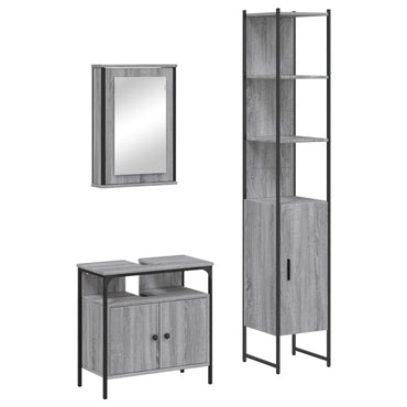 vidaXL Ensemble de meubles de salle de bain 3 pcs Gris Aggloméré Sonoma