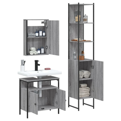 vidaXL Ensemble de meubles de salle de bain 3 pcs Gris Aggloméré Sonoma
