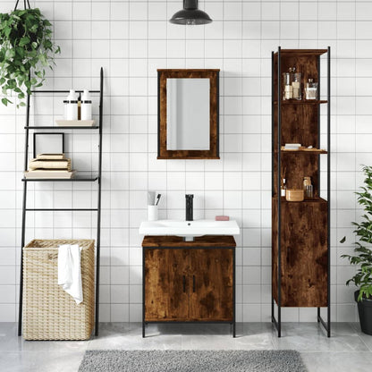 vidaXL Ensemble de meubles de salle de bain 3 pièces en bois d'ingénierie chêne fumé