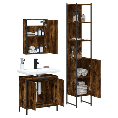 vidaXL Ensemble de meubles de salle de bain 3 pièces en bois d'ingénierie chêne fumé