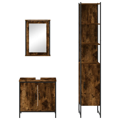 vidaXL Ensemble de meubles de salle de bain 3 pièces en bois d'ingénierie chêne fumé