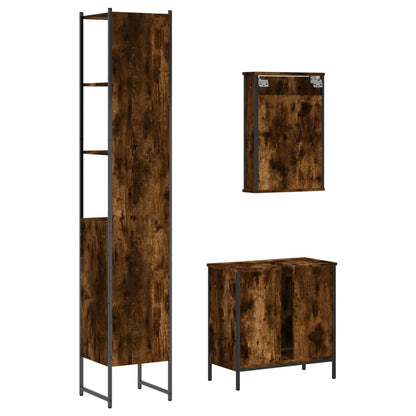 vidaXL Ensemble de meubles de salle de bain 3 pièces en bois d'ingénierie chêne fumé