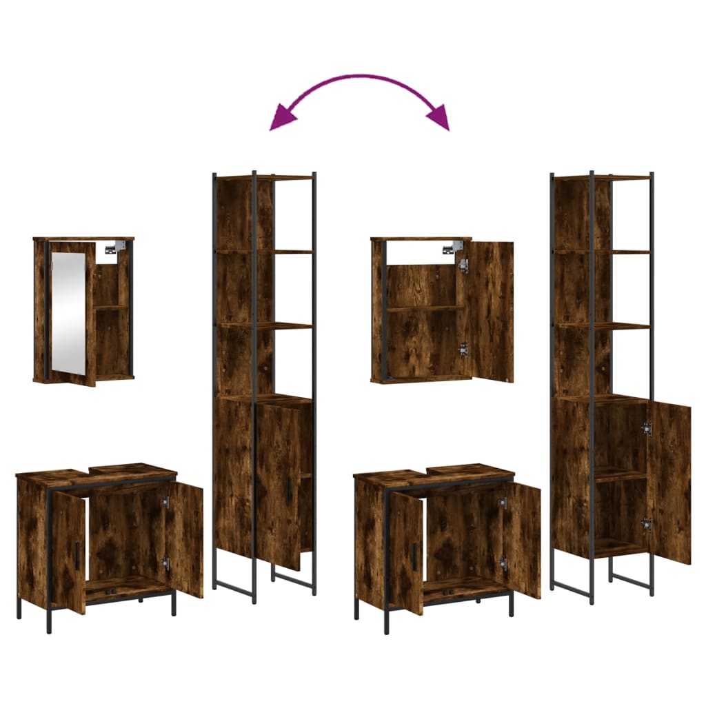 vidaXL Ensemble de meubles de salle de bain 3 pièces en bois d'ingénierie chêne fumé