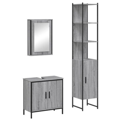 vidaXL Ensemble de meubles de salle de bain 3 pcs Gris Aggloméré Sonoma