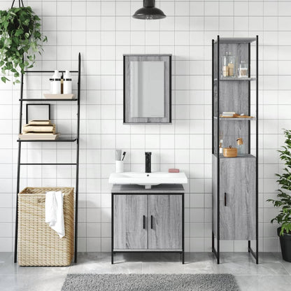 vidaXL Ensemble de meubles de salle de bain 3 pcs Gris Aggloméré Sonoma
