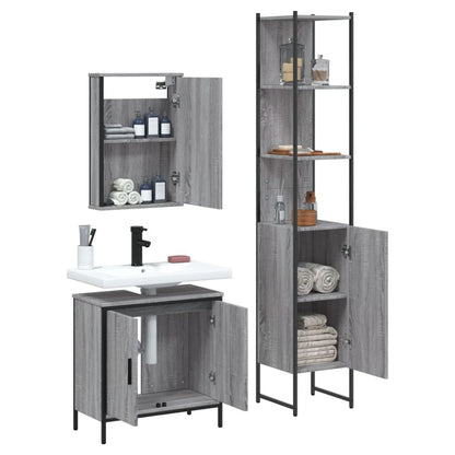 vidaXL Ensemble de meubles de salle de bain 3 pcs Gris Aggloméré Sonoma