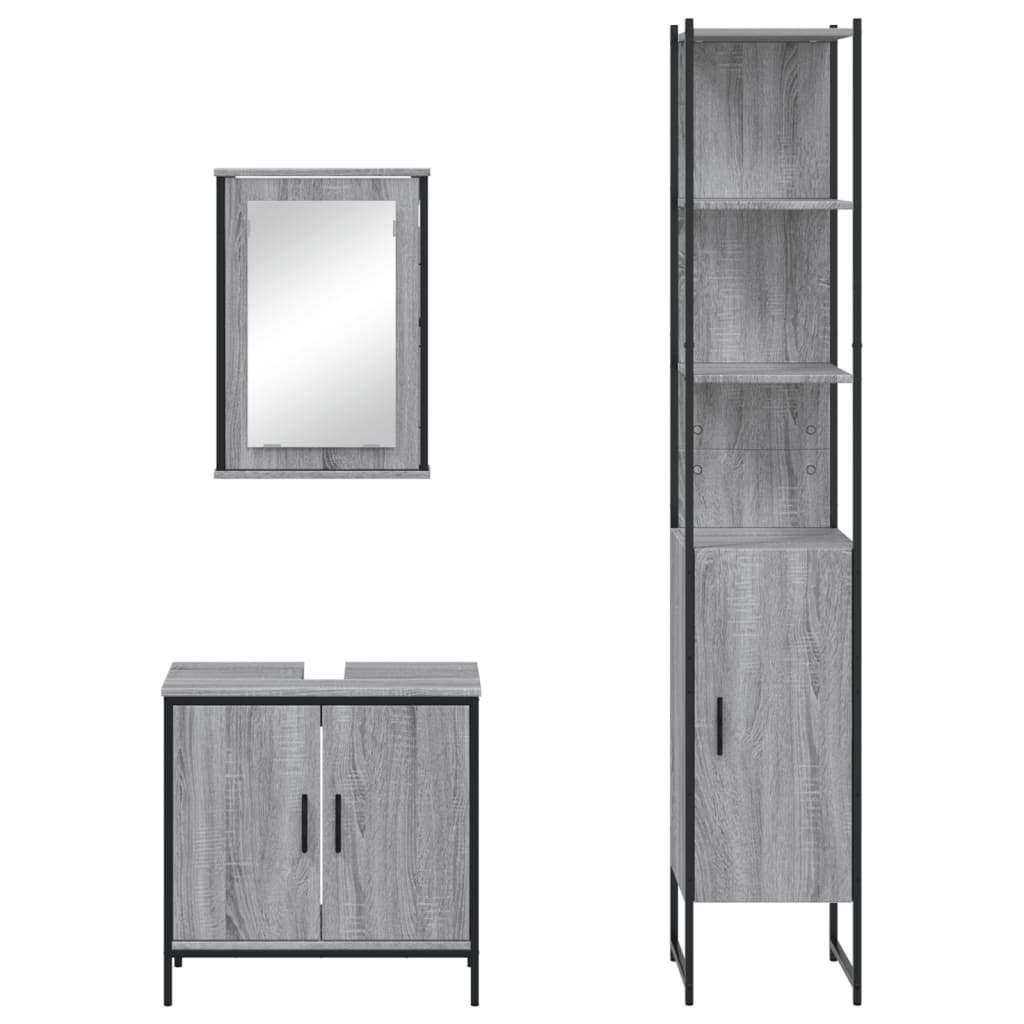 vidaXL Ensemble de meubles de salle de bain 3 pcs Gris Aggloméré Sonoma