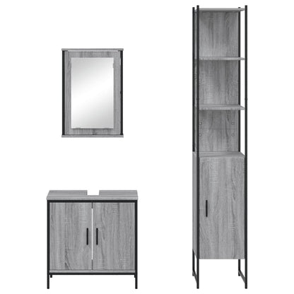 vidaXL Ensemble de meubles de salle de bain 3 pcs Gris Aggloméré Sonoma