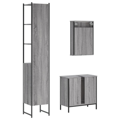 vidaXL Ensemble de meubles de salle de bain 3 pcs Gris Aggloméré Sonoma