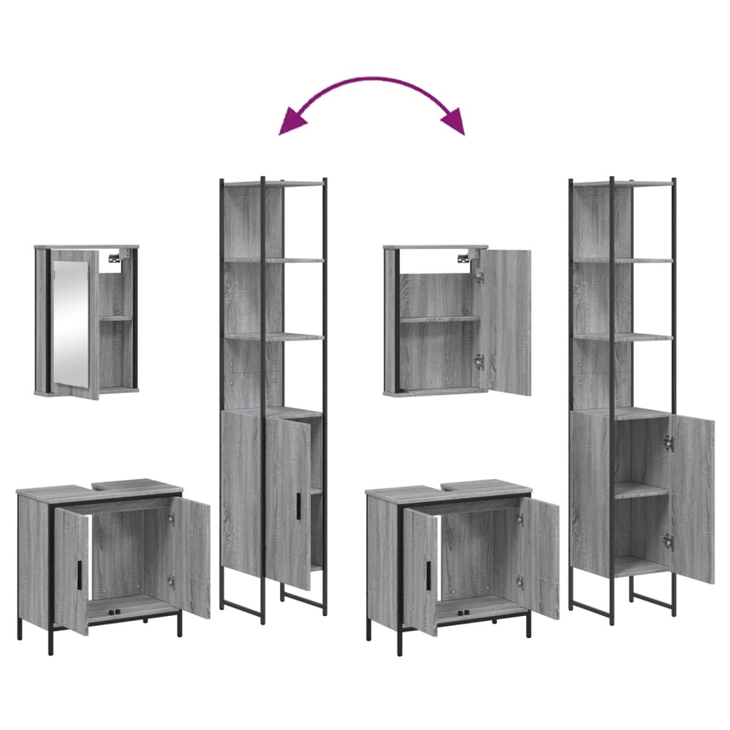 vidaXL Ensemble de meubles de salle de bain 3 pcs Gris Aggloméré Sonoma