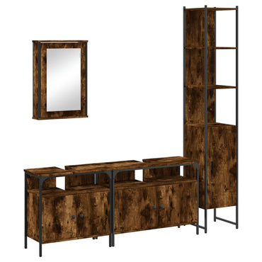 vidaXL Ensemble de meubles de salle de bain 4 pcs Chêne fumé en bois d'ingénierie