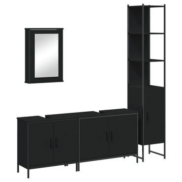 vidaXL 4-tlg. Badmöbel-Set Schwarz Holzwerkstoff