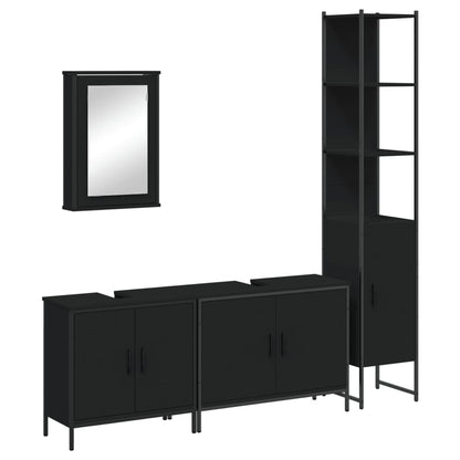 vidaXL 4-tlg. Badmöbel-Set Schwarz Holzwerkstoff