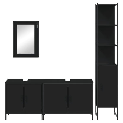 vidaXL 4-tlg. Badmöbel-Set Schwarz Holzwerkstoff