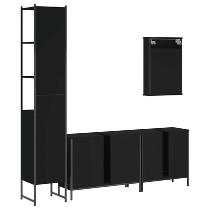 vidaXL 4-tlg. Badmöbel-Set Schwarz Holzwerkstoff