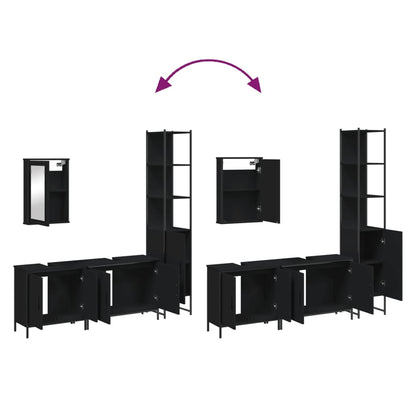 vidaXL 4-tlg. Badmöbel-Set Schwarz Holzwerkstoff
