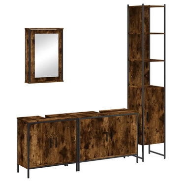 vidaXL Ensemble de meubles de salle de bain 4 pcs Chêne fumé en bois d'ingénierie