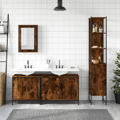 vidaXL Ensemble de meubles de salle de bain 4 pcs Chêne fumé en bois d'ingénierie