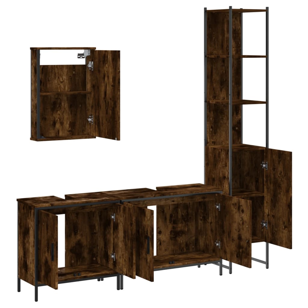 vidaXL Ensemble de meubles de salle de bain 4 pcs Chêne fumé en bois d'ingénierie