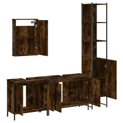 vidaXL Ensemble de meubles de salle de bain 4 pcs Chêne fumé en bois d'ingénierie