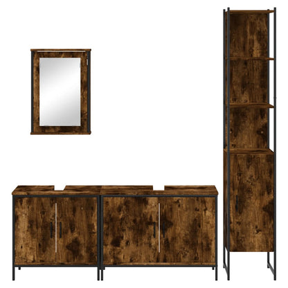vidaXL Ensemble de meubles de salle de bain 4 pcs Chêne fumé en bois d'ingénierie