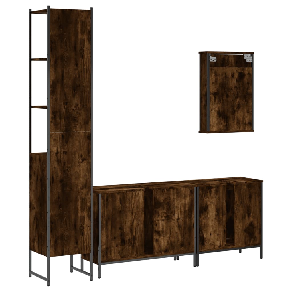 vidaXL Ensemble de meubles de salle de bain 4 pcs Chêne fumé en bois d'ingénierie
