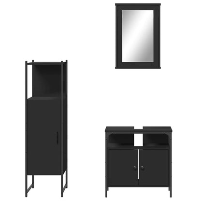 vidaXL 3-tlg. Badmöbel-Set Schwarz Holzwerkstoff