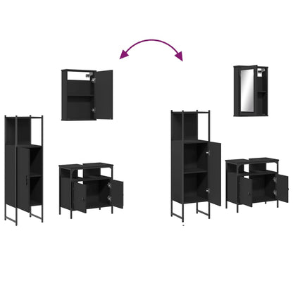 vidaXL 3-tlg. Badmöbel-Set Schwarz Holzwerkstoff