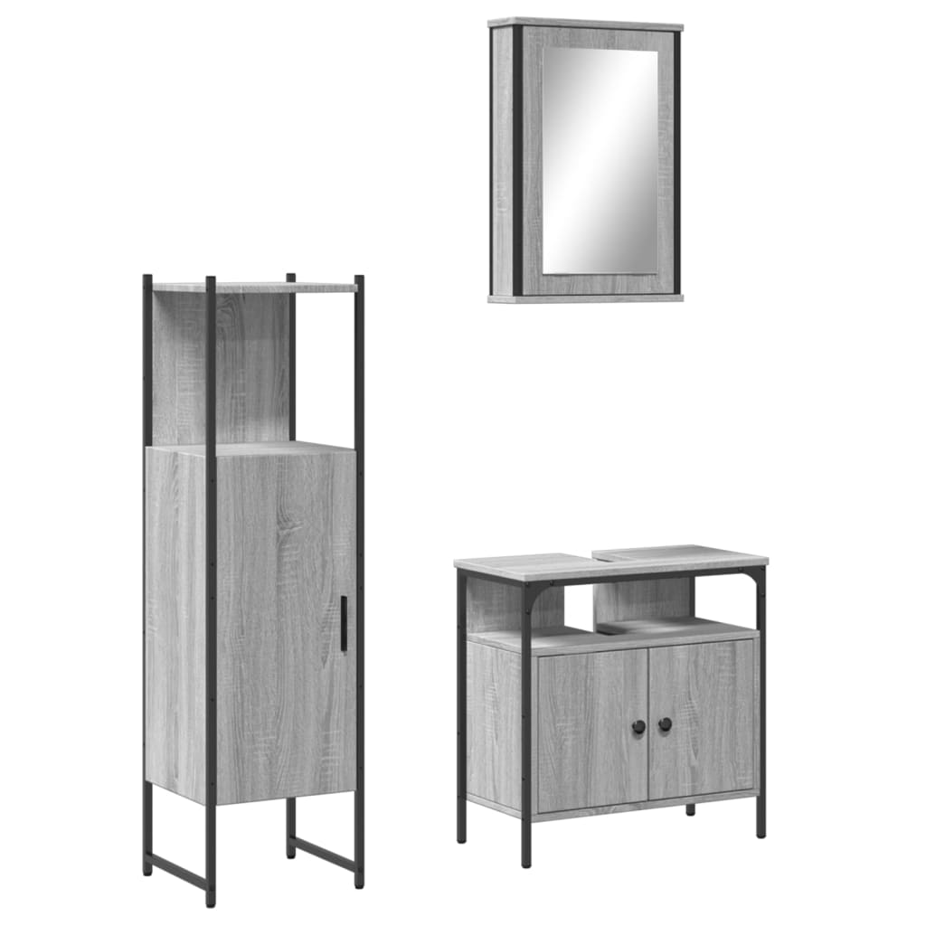 vidaXL Ensemble de meubles de salle de bain 3 pcs Gris Aggloméré Sonoma