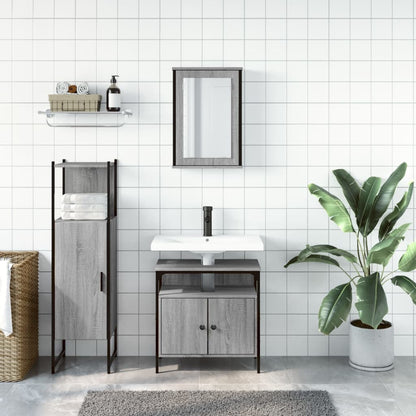 vidaXL Ensemble de meubles de salle de bain 3 pcs Gris Aggloméré Sonoma