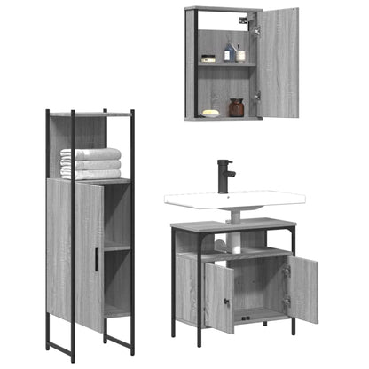 vidaXL Ensemble de meubles de salle de bain 3 pcs Gris Aggloméré Sonoma