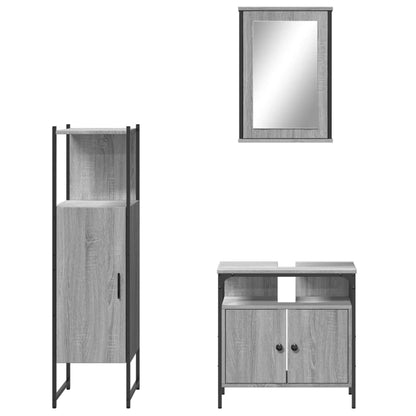 vidaXL Ensemble de meubles de salle de bain 3 pcs Gris Aggloméré Sonoma