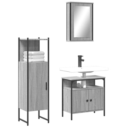 vidaXL Ensemble de meubles de salle de bain 3 pcs Gris Aggloméré Sonoma