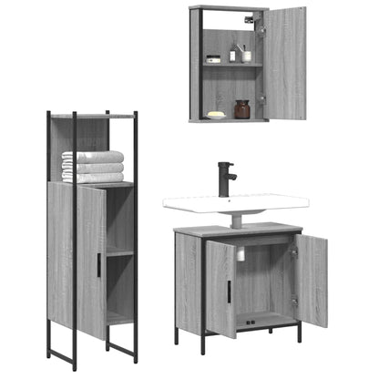 vidaXL Ensemble de meubles de salle de bain 3 pcs Gris Aggloméré Sonoma