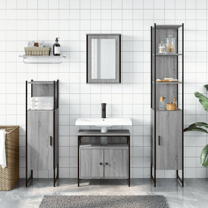 vidaXL 4-tlg. Badmöbel-Set Grau Sonoma Holzwerkstoff
