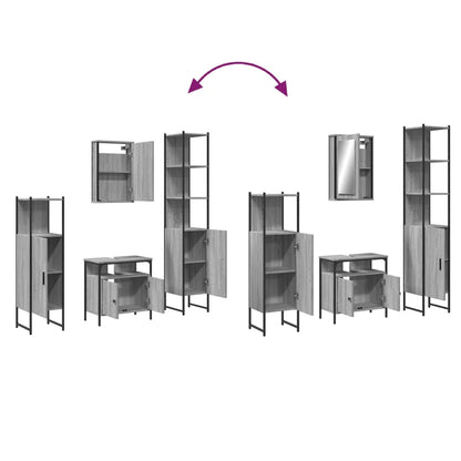 vidaXL 4-tlg. Badmöbel-Set Grau Sonoma Holzwerkstoff