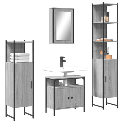 vidaXL 4-tlg. Badmöbel-Set Grau Sonoma Holzwerkstoff