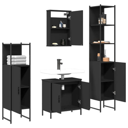 vidaXL 4-tlg. Badmöbel-Set Schwarz Holzwerkstoff