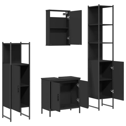 vidaXL 4-tlg. Badmöbel-Set Schwarz Holzwerkstoff