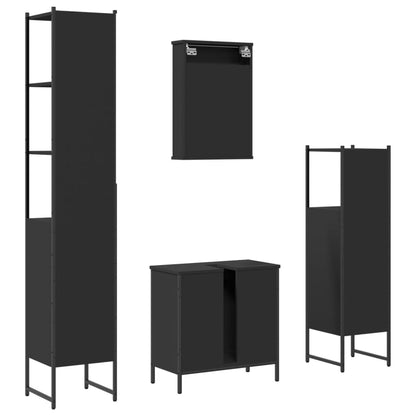 vidaXL 4-tlg. Badmöbel-Set Schwarz Holzwerkstoff