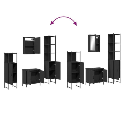 vidaXL 4-tlg. Badmöbel-Set Schwarz Holzwerkstoff