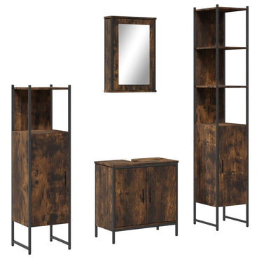 vidaXL Ensemble de meubles de salle de bain 4 pcs Chêne fumé en bois d'ingénierie