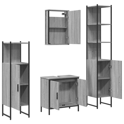 vidaXL 4-tlg. Badmöbel-Set Grau Sonoma Holzwerkstoff