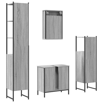 vidaXL 4-tlg. Badmöbel-Set Grau Sonoma Holzwerkstoff