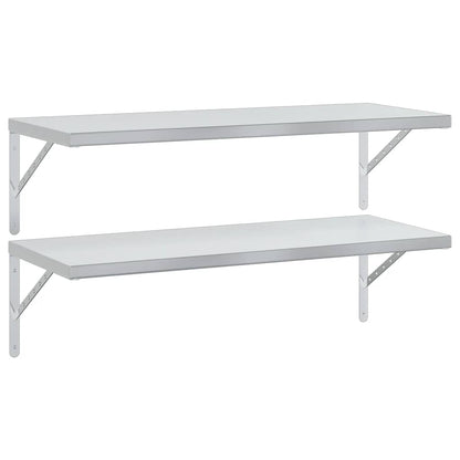 vidaXL Wandregale 2 Stk. 100x40 cm Silbern Edelstahl