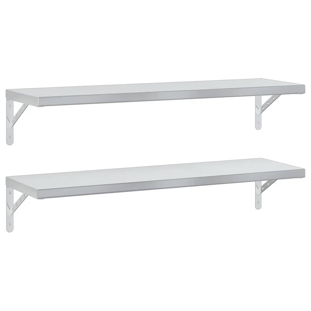 vidaXL Wandregale 2 Stk. 100x30 cm Silbern Edelstahl