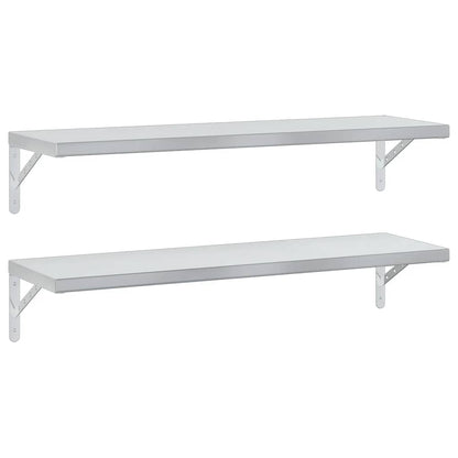 vidaXL Wandregale 2 Stk. 100x30 cm Silbern Edelstahl