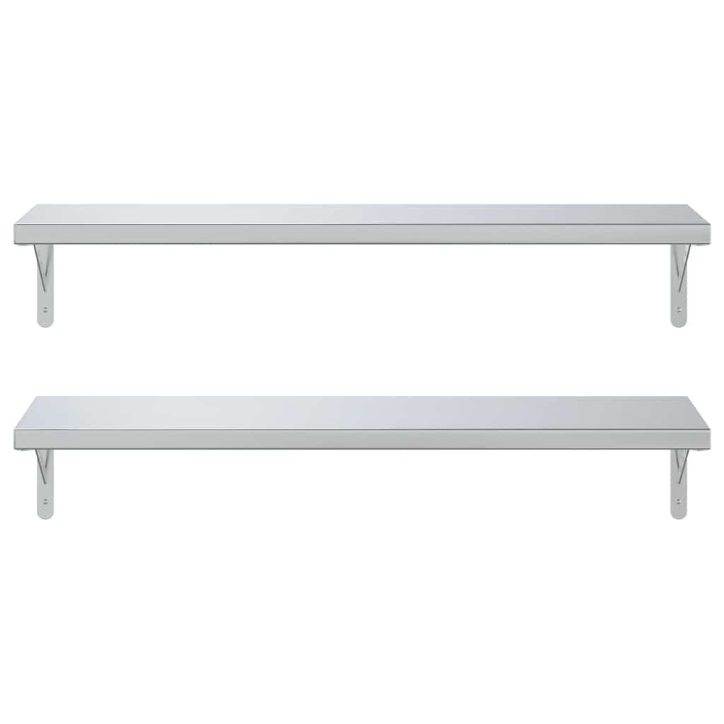 vidaXL Wandregale 2 Stk. 100x30 cm Silbern Edelstahl